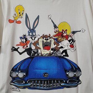Vintage Looney Tunes Men’s Shirt LG Warner Bros 90s Taz Bugs Bunny Daffy Duck